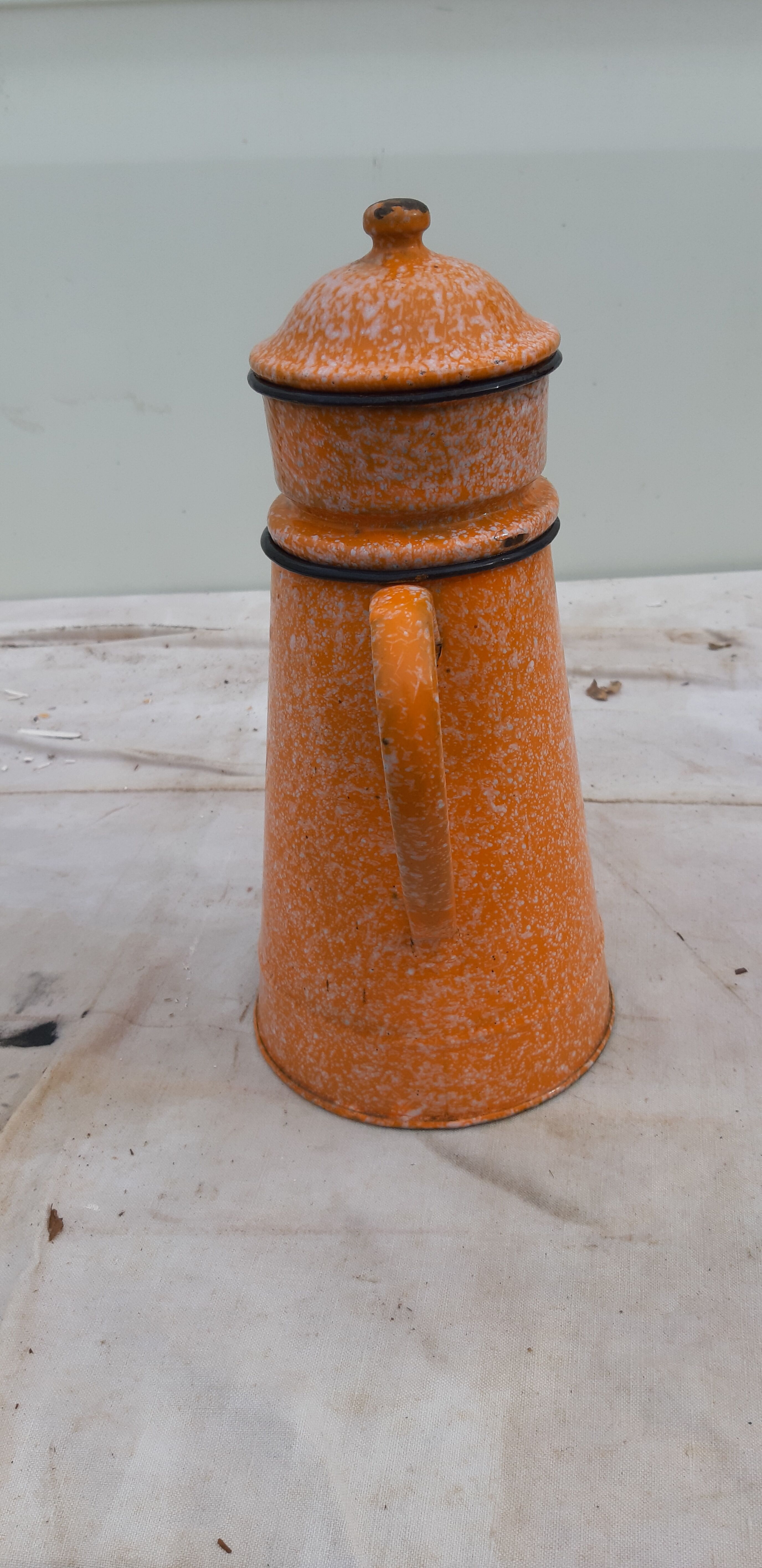 Orange enamelled coffee maker
