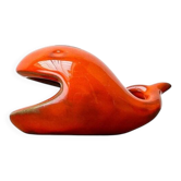 Whale Figurine Ashtray in Ceramic by Ceramica D'Arte, Salerno, Italy, 1970s