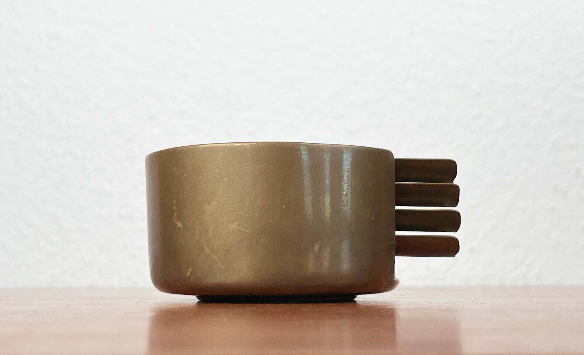 Stackable Austrian brass ashtrays in mid-century style, 1960, set of 5.