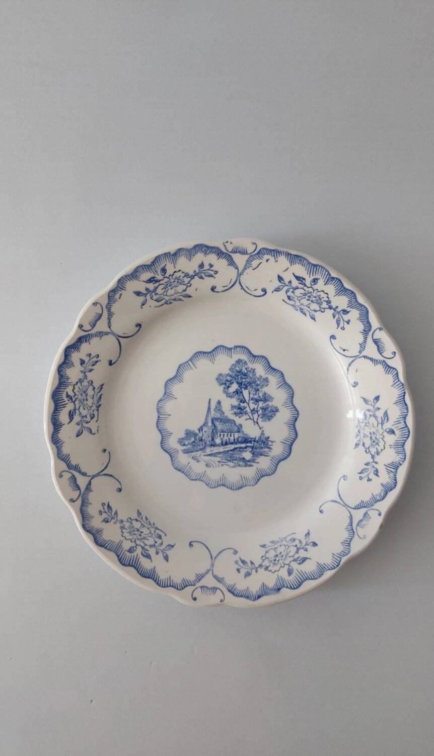 Assiette à dessert Digoin Bernadette bleu