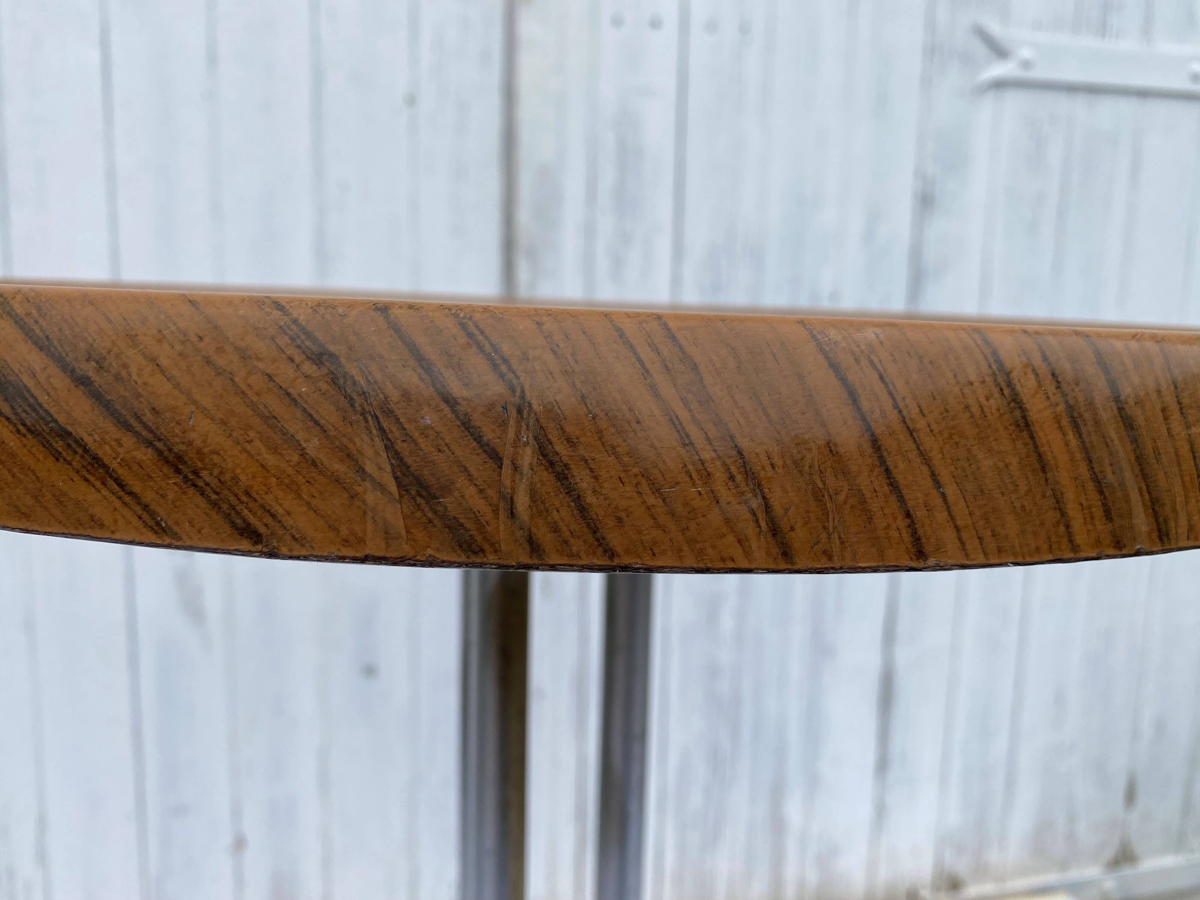Brown table n1 round bistro bar cafe terrace cast iron foot 1950