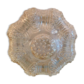 Plafonnier rond en verre bullé ambré vintage années 60-70