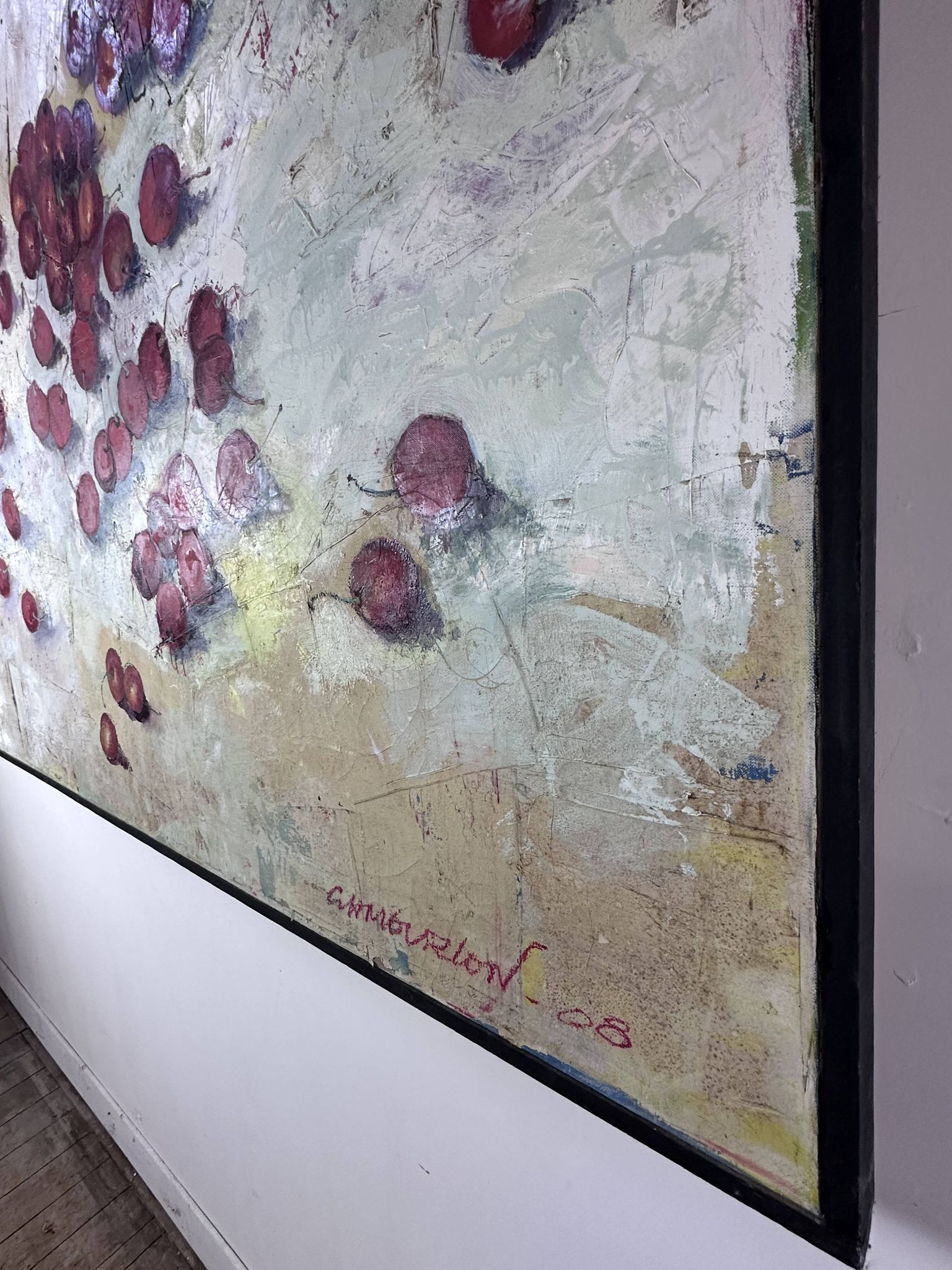 Oil painting on canvas "the cherries" signed g. mourlon