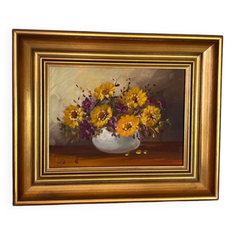 Oil on canvas - bouquet of yellow tones