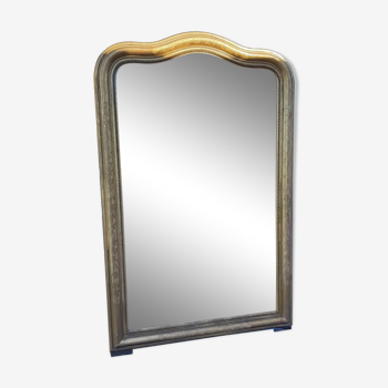 Miroir 19 ème , bois et stuc doré - 112x176cm