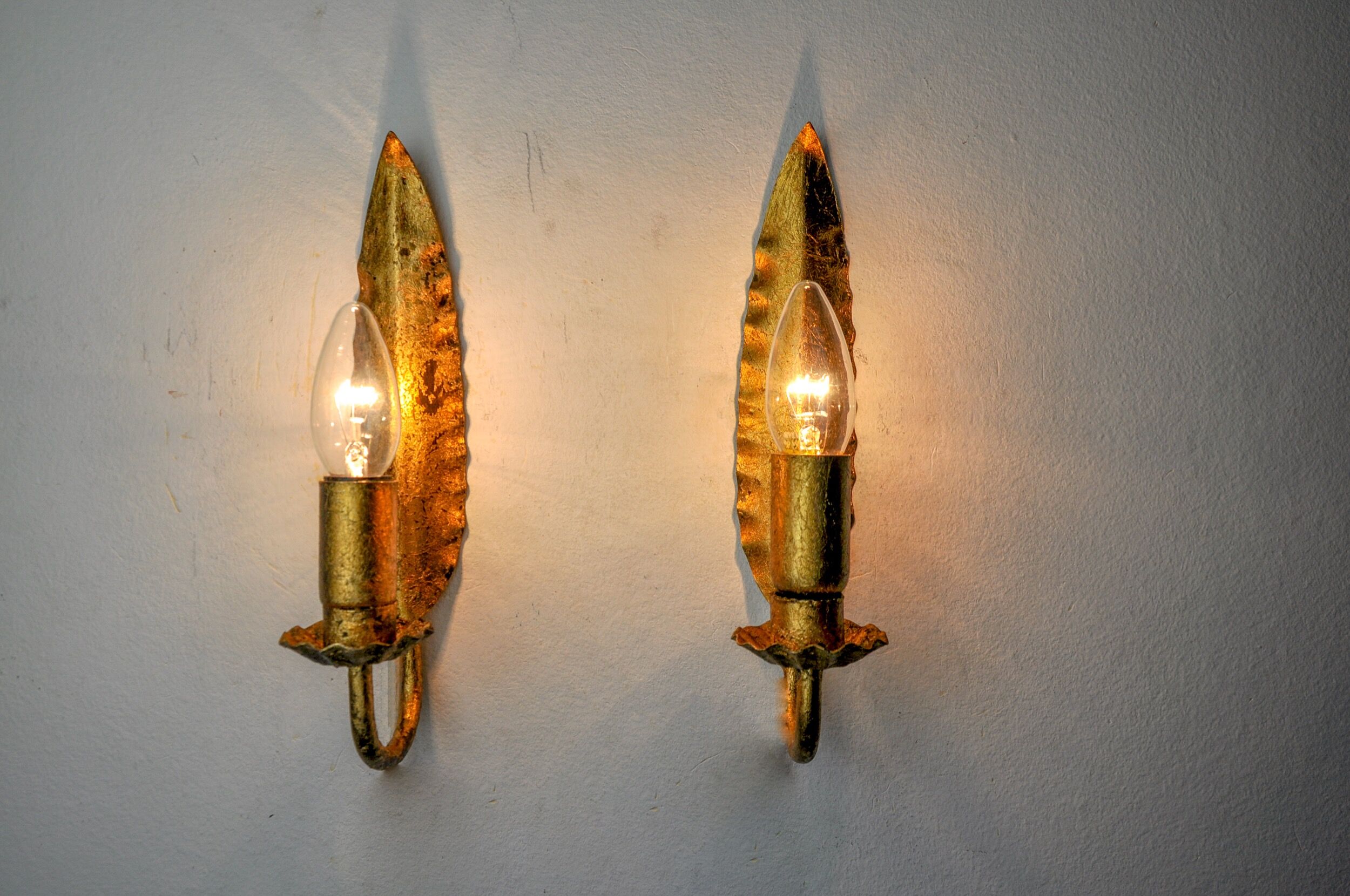 Pair of "leaf" sconces by Ferro Arte, Spain, 1960