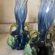 Pair of vases in slipware with Art Nouveau floral decoration.