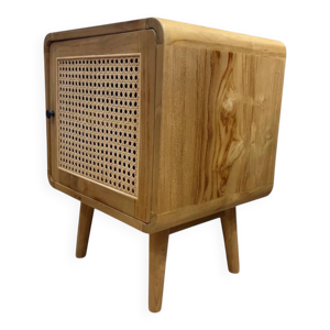 Table de chevet en teck - rotin