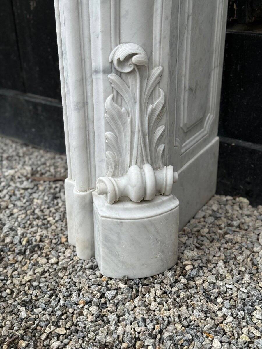 Remarkable Louis XV Style Fireplace In White Carrara Marble Circa 1880