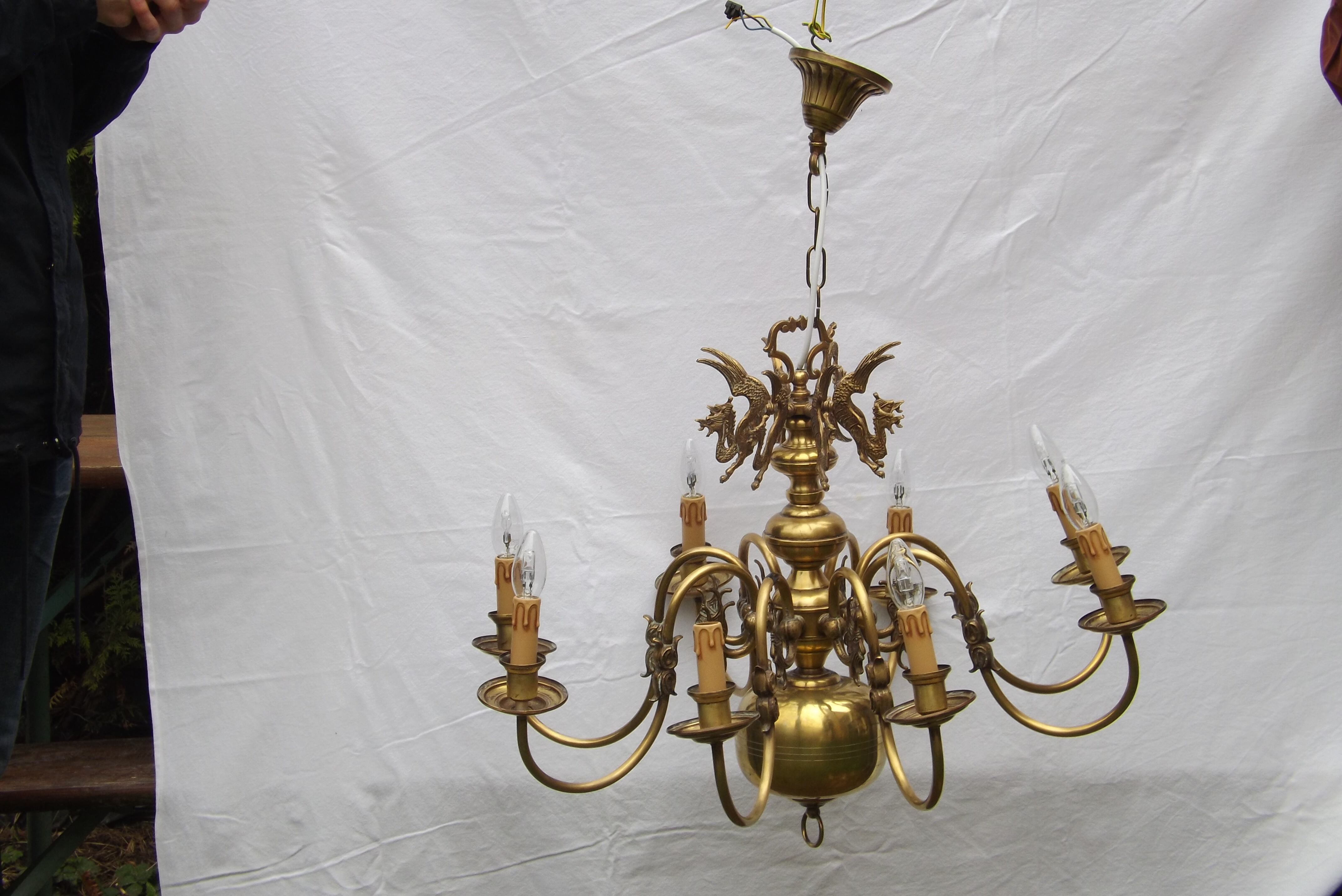 Dutch brass and bronze chandelier