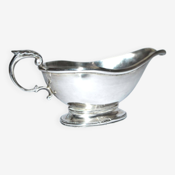 Old gravy boat in silver-plated metal - Illegible hallmarks