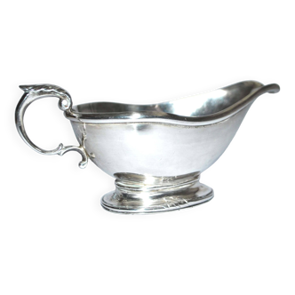 Old gravy boat in silver-plated metal - Illegible hallmarks