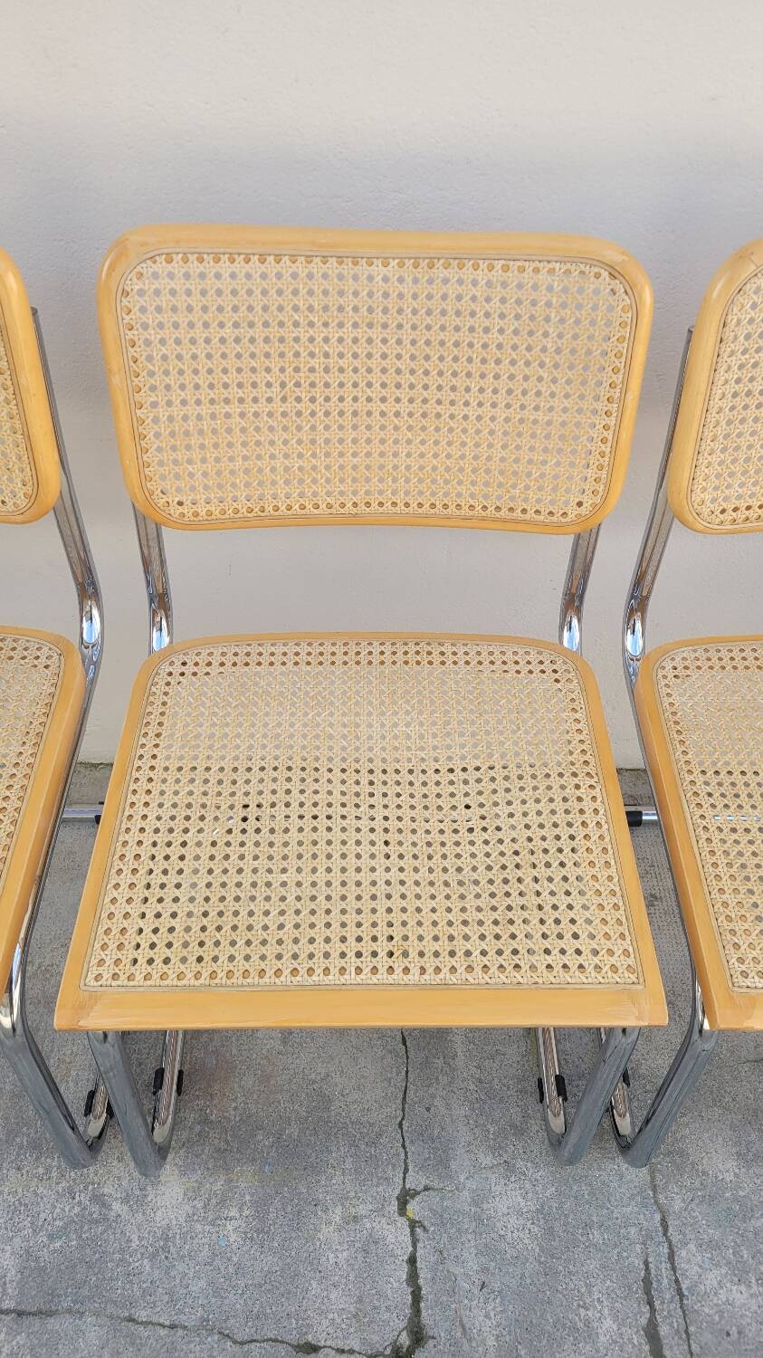 Series of 4 Marcel Breuer B32 chairs signed Italy - 1970s