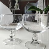 Set of 5 finely cut crystal ice / fruit cups with 2 frosted wheat cob patterns