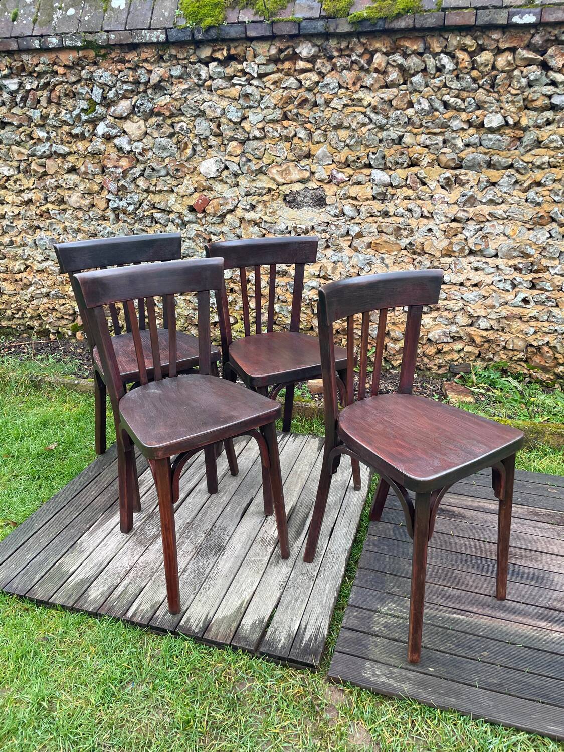 4 vintage Baumann bistro chairs 1960