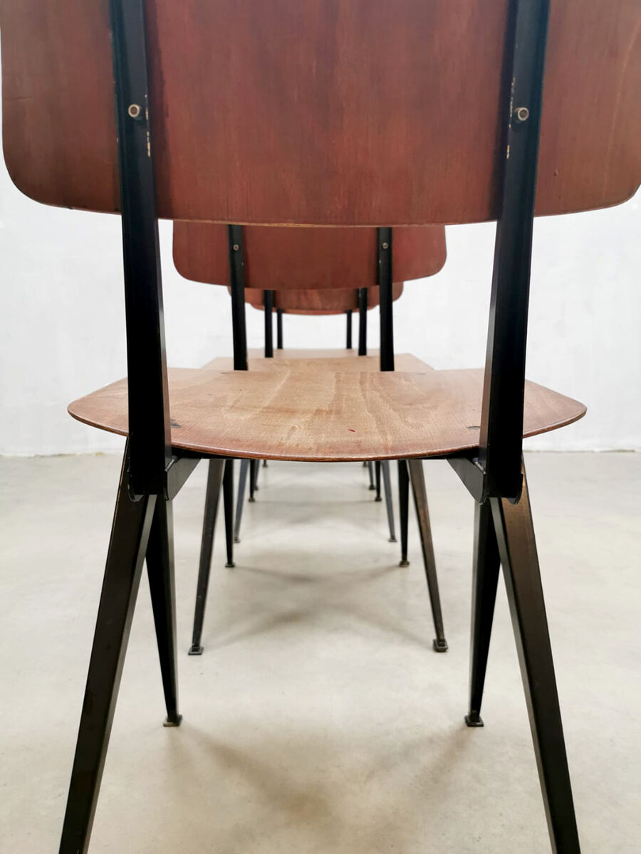 Set of 5 vintage industrial stacking school chairs Galvanitas model S16