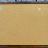 Old wooden tray with sandblasted mirror
