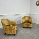 Pair of yellow velvet armchairs from the 1970s