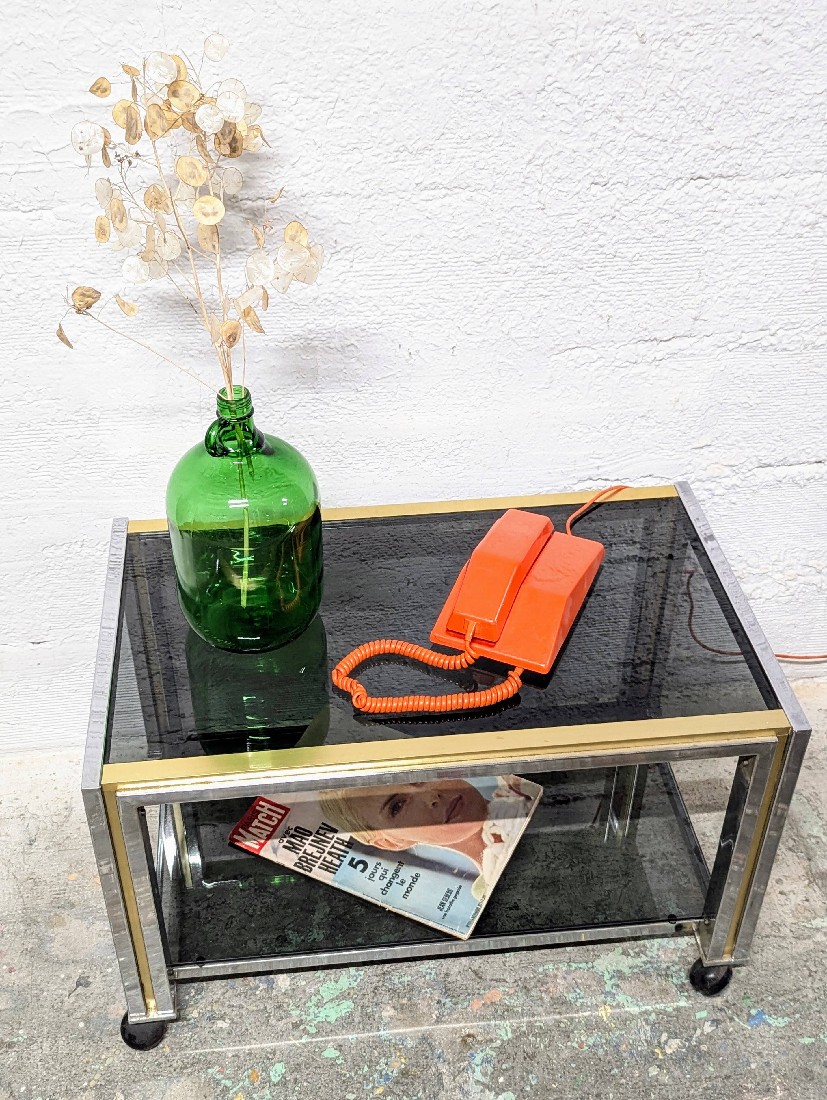 Vintage coffee table on wheels