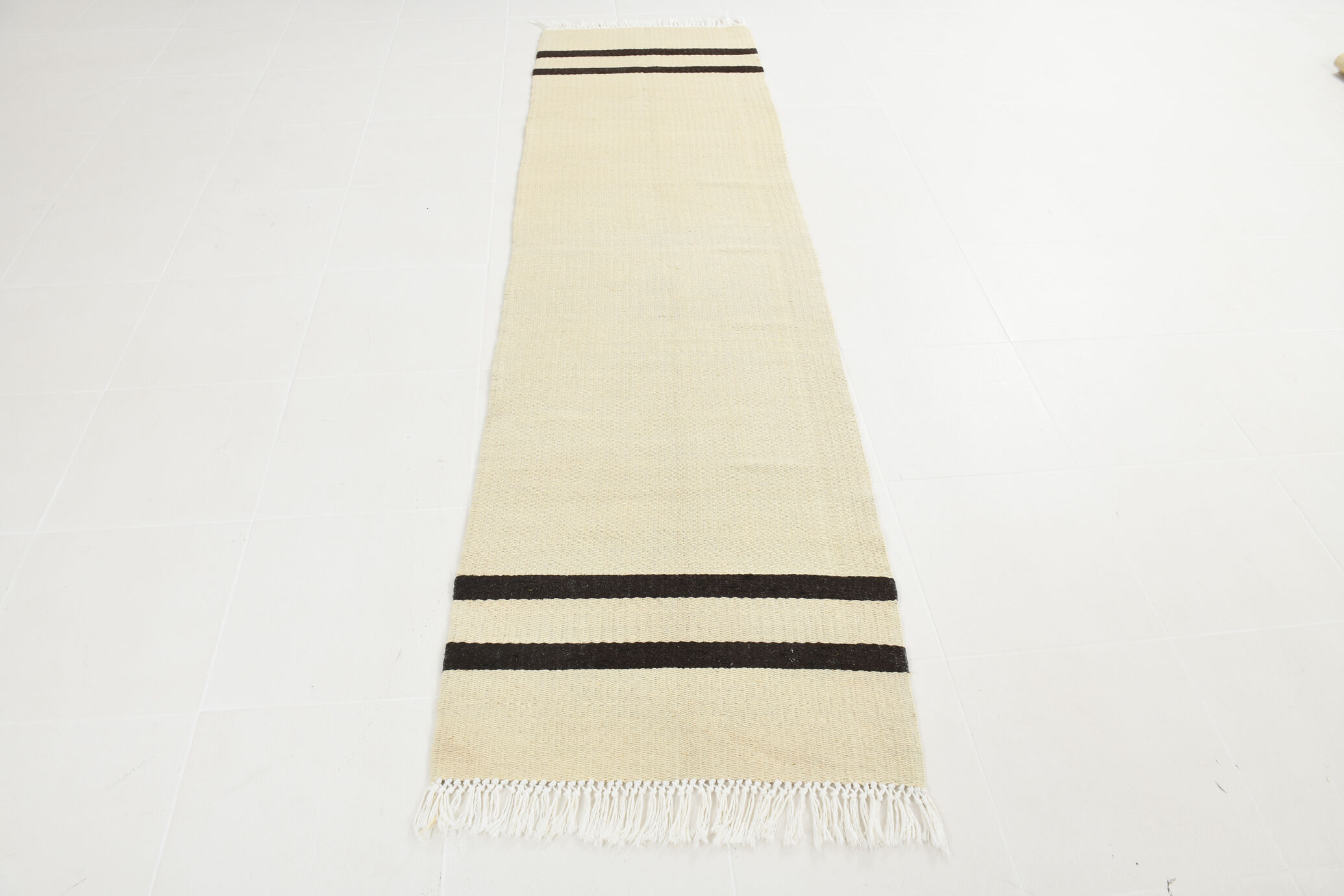 Handmade hemp runner rug 283x77 cm