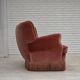 1970s, 3-seater Danish curved sofa, pink furniture velour.