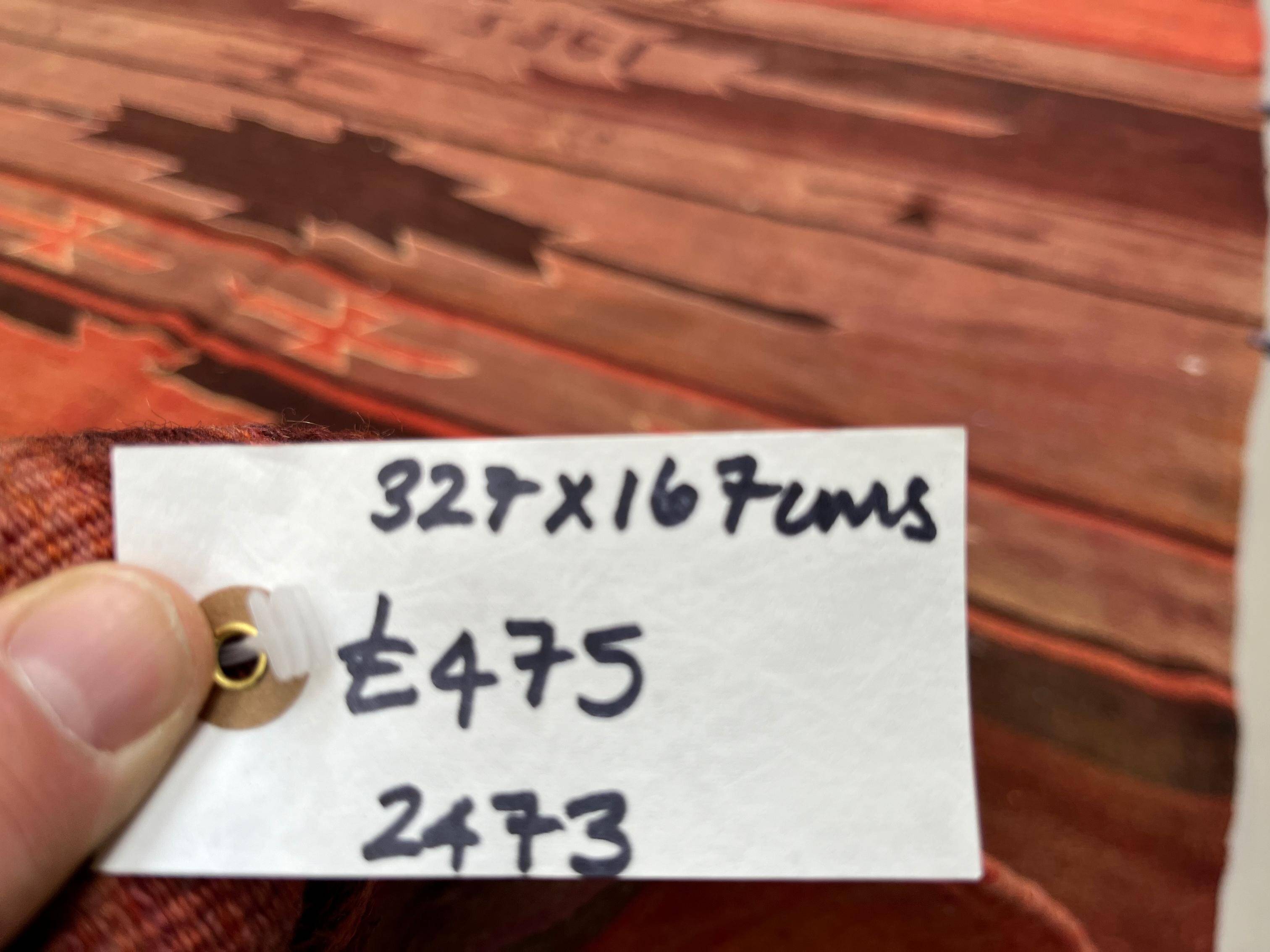 Large Vintage Turkish Kilim Rug 327x167 cm Wool Kelim