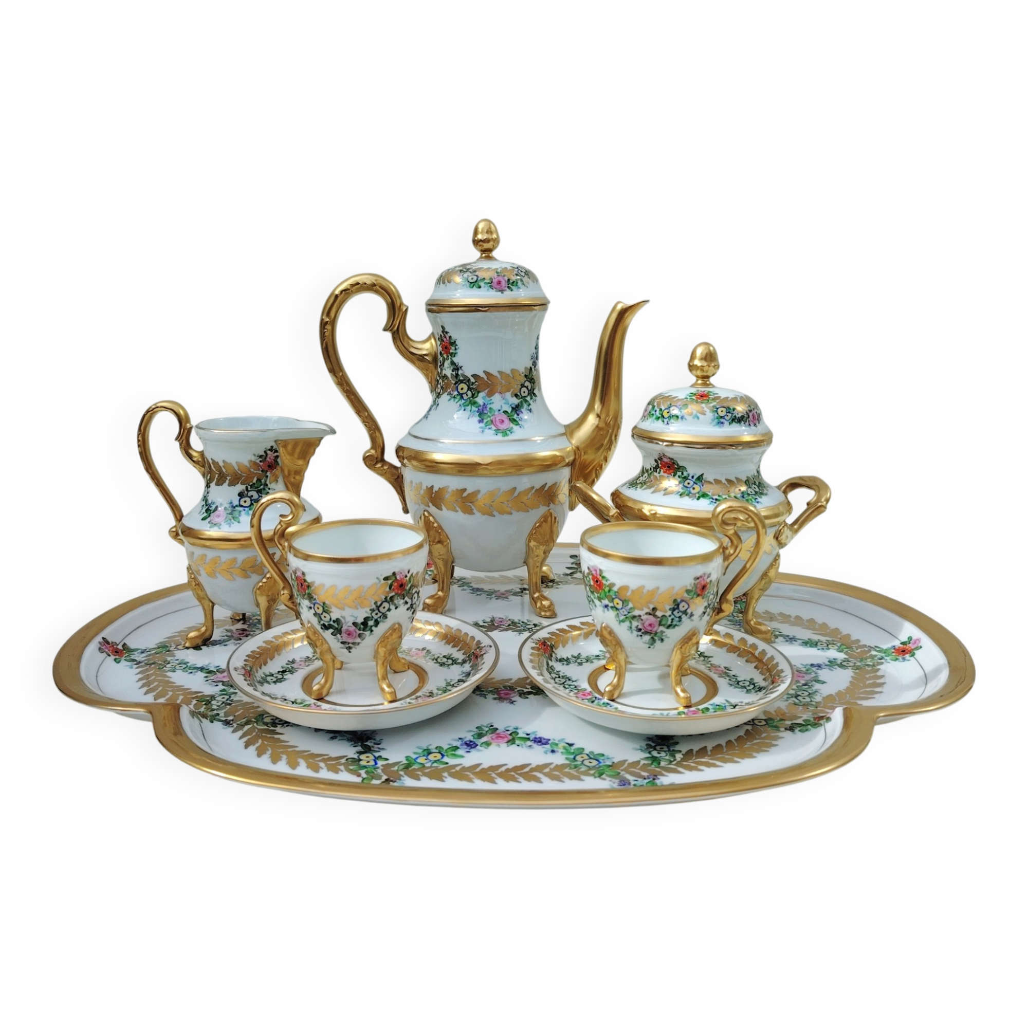 Coffee service for two, Limoges porcelain, complete
