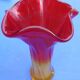Modernist vase - molded glass - red, orange, yellow - Flavio Polis Seguso