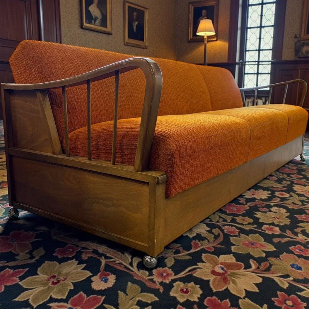 Vintage orange wooden sofa
