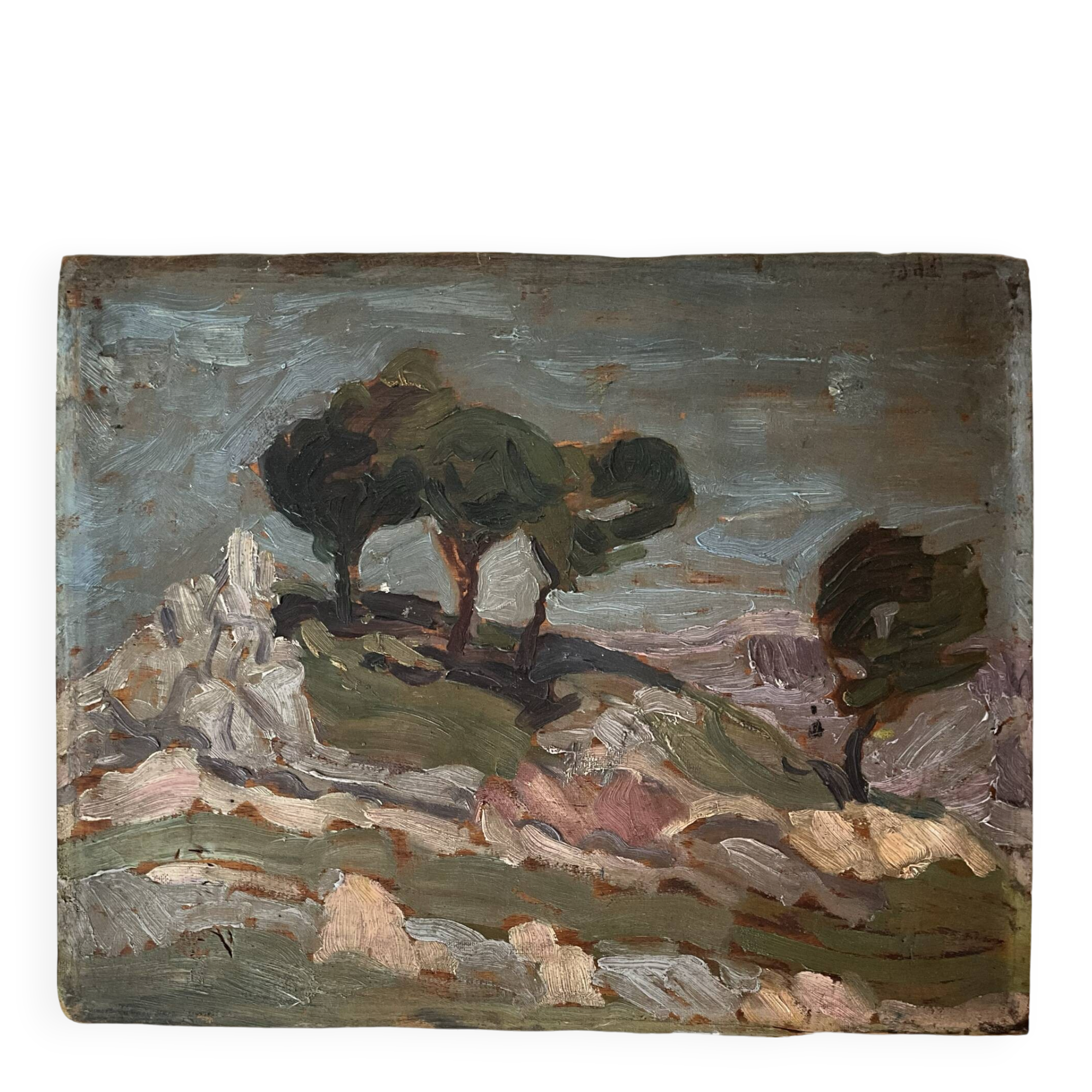 Oil on panel, Provençal landscape, circa 1930-1950