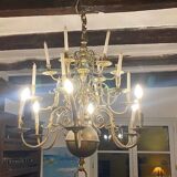 Lustre hollandais du XVIIème siècle à tête d'aigle bicéphale