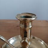 Duo of candlesticks 'cellar rat' in gilded brass