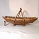 Vintage bamboo rattan wicker basket 1960s country chic