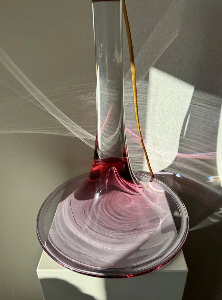 Large Danish Fanfare Lamp in Pink Glass by Holmegaard for Royal Copenhagen, 1980s