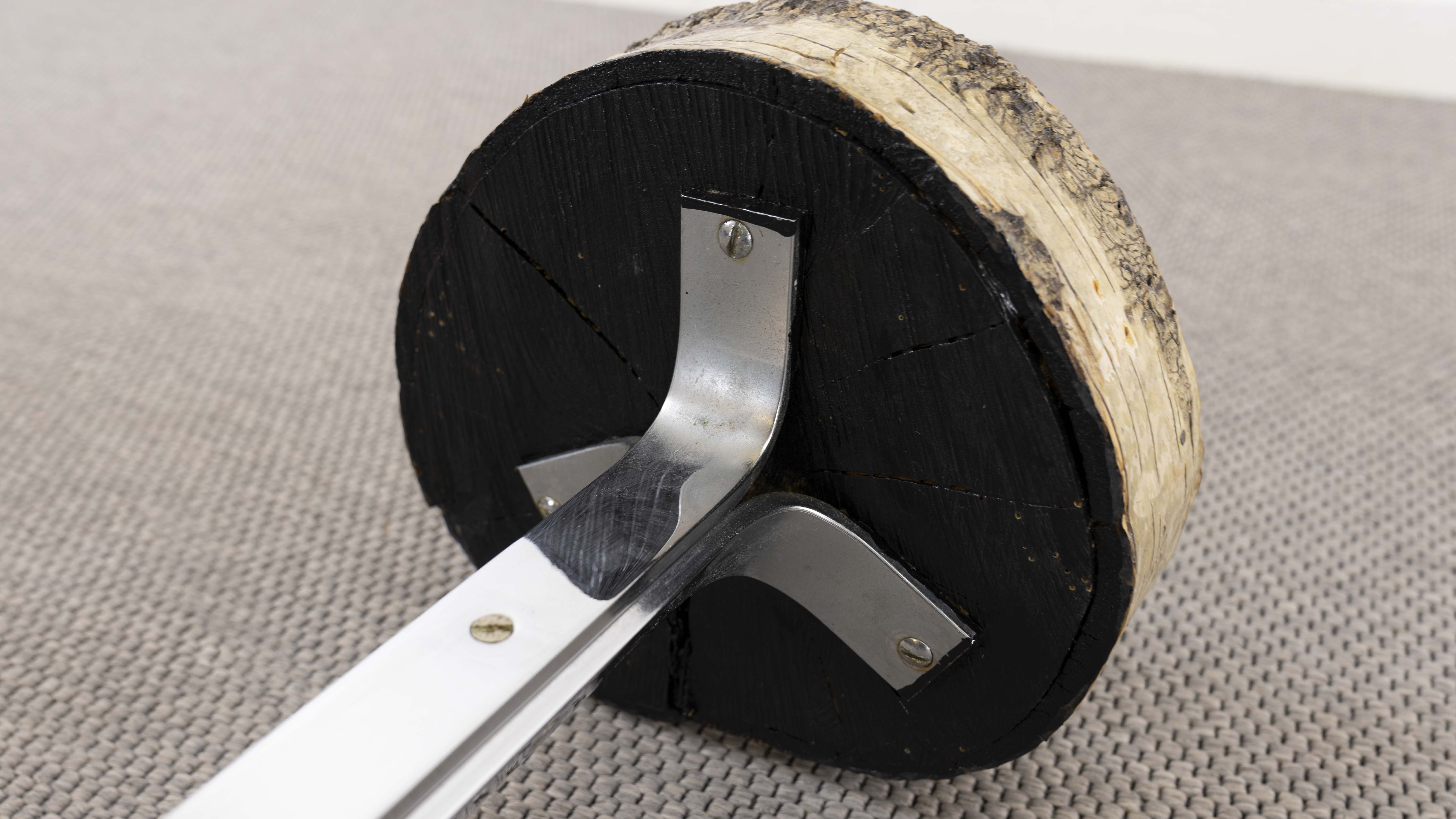 Vintage stool or side table in birch and steel