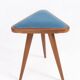 Set of two triangular stools in blue and white velvet from the 20th century.
