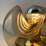 Smoked Glass & Gold Chromed table lamp futura by Peill and Putzler 1970