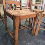 4 wooden and straw chairs – rustic chic style