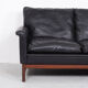 Danish design black leather and teak 3 seater sofa, 1960s