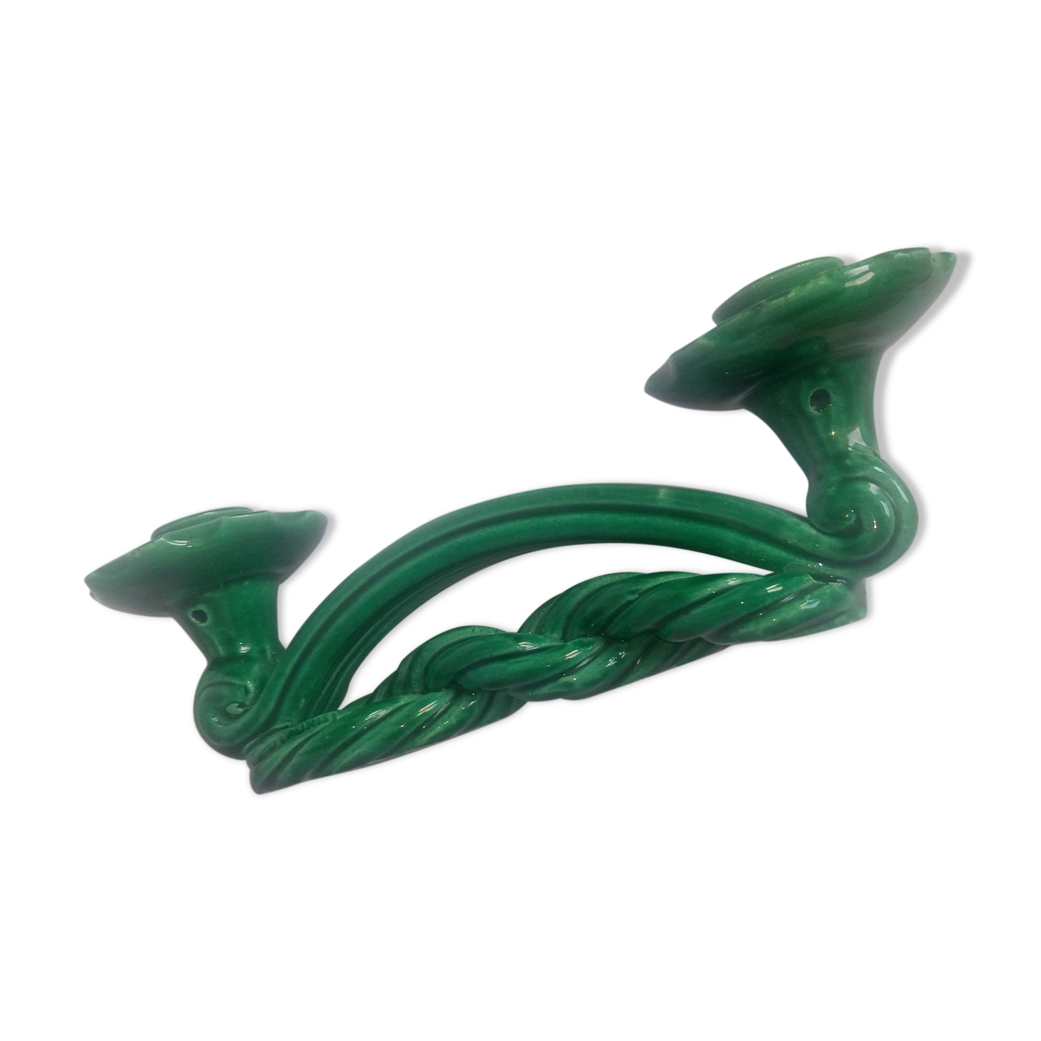 Green ceramic Vallauris candelstick