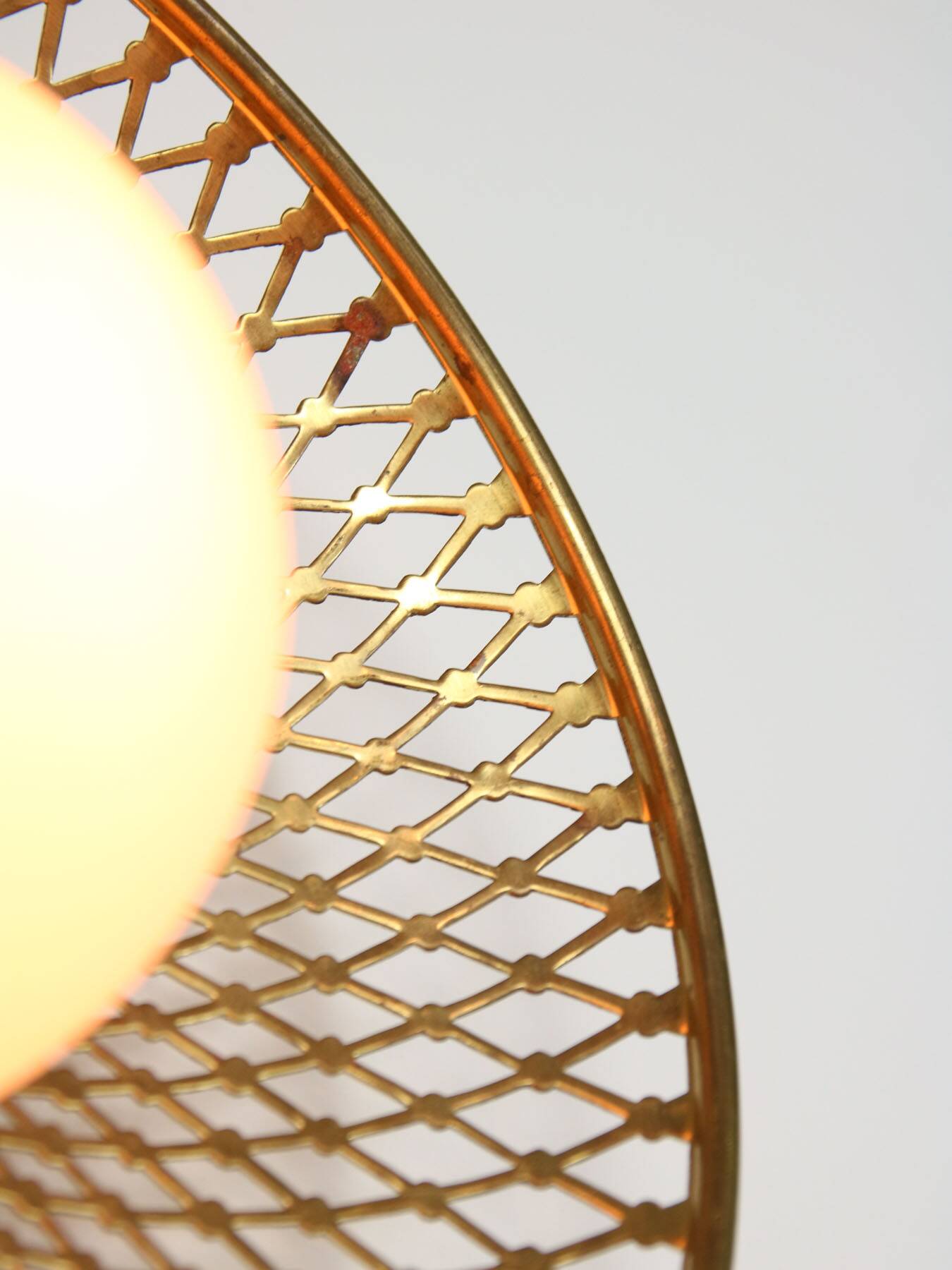 Mid-Century Intricate Wall Lamp in Brass and Opaline Glass, 1950s