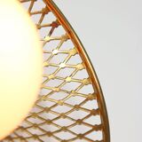 Mid-Century Intricate Wall Lamp in Brass and Opaline Glass, 1950s