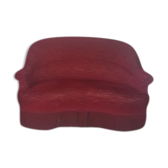 Canapé crapaud en velours rouge