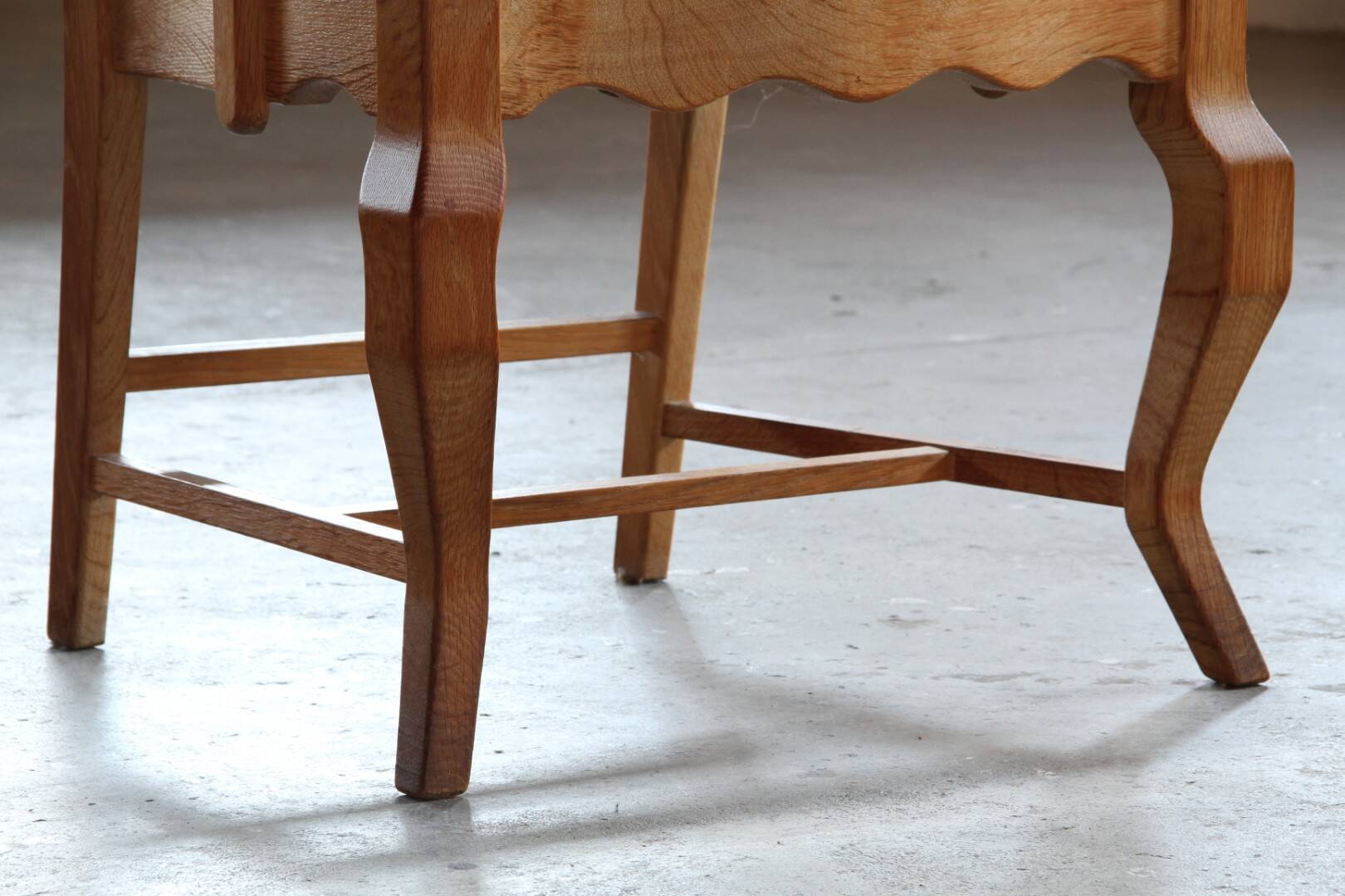 Vintage Brutalist Oak Razorblade Green Striped Armchair by H Kjærnulf, 1960