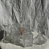 Small cylindrical glass whiskey decanter H:23