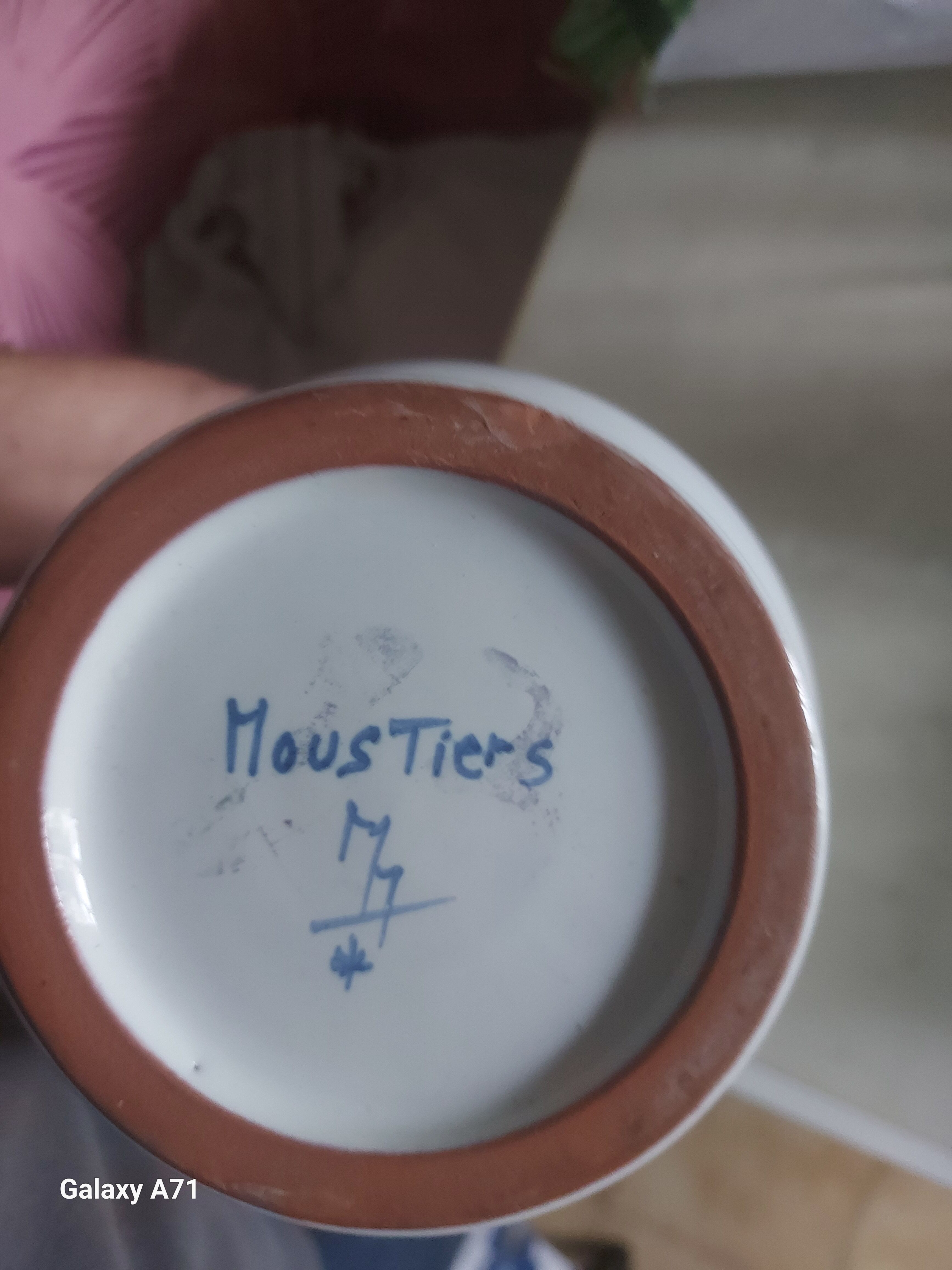 Moustier vase signed
