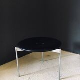 Midcentury Modern Leather Tripod Stool by Uno & Östen Kristiansson for Luxus, Sweden, 1960s