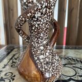 Old pyrite and enamelled stoneware vase from the Vallauris brand