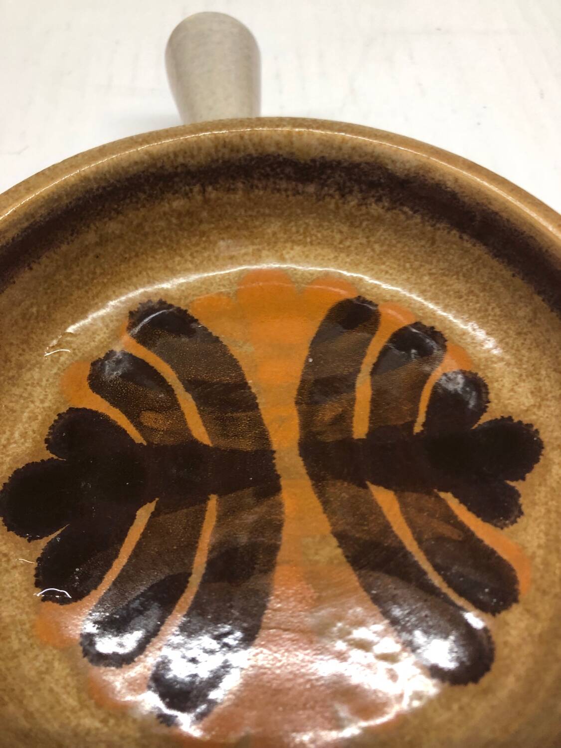Set of 3 ceramic caquelon dishes from Pornic, Palmyre decor
