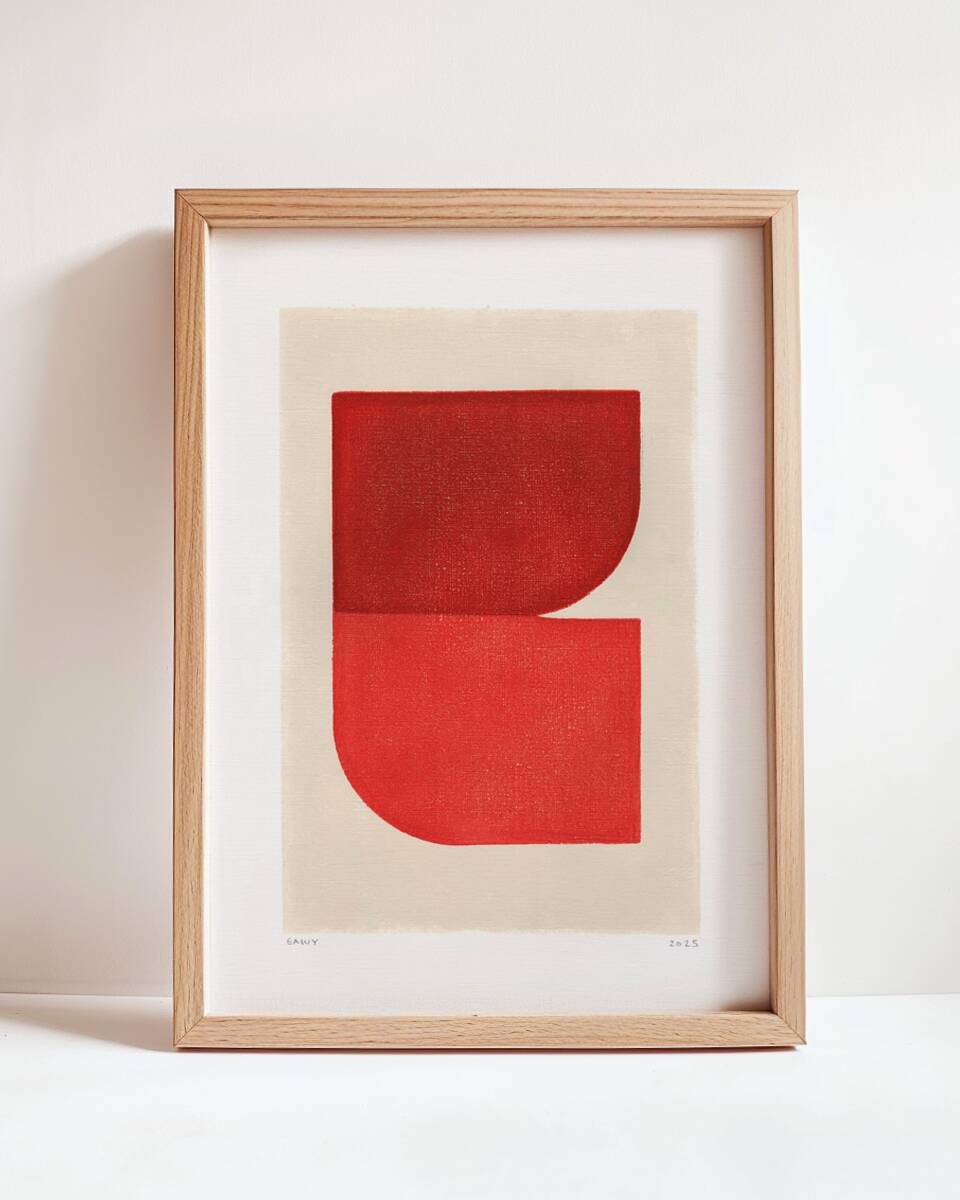 Abstract painting 30x40cm minimalist illustration red signed Eawy